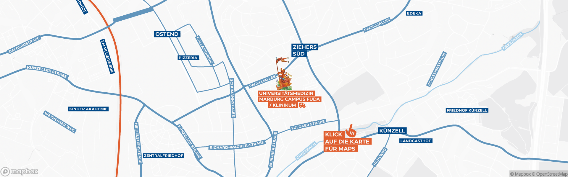 Karte von Fulda/Künzell und der Lage von Känguruh
